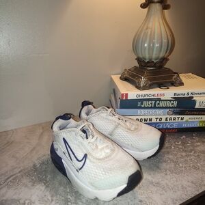 Kids White and Blue Sneakers